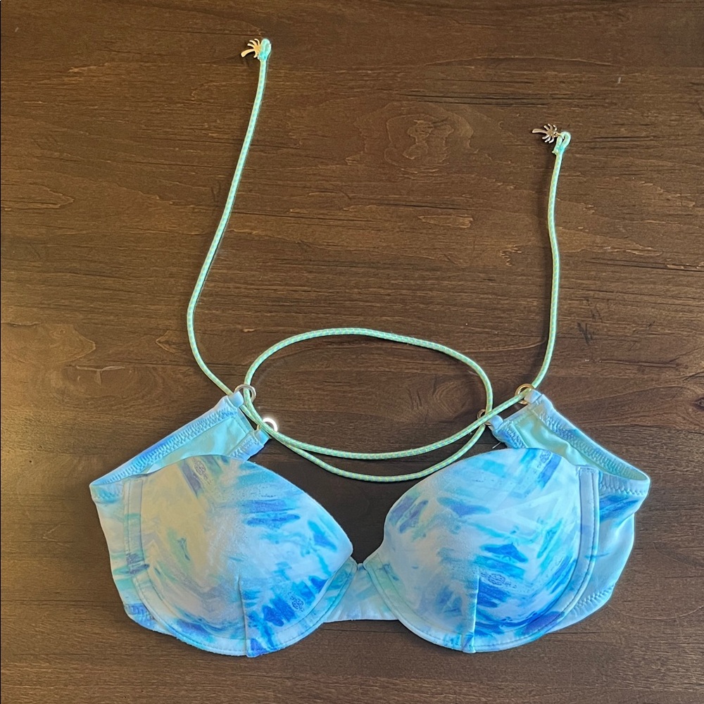 VICTORIA'S SECRET Strapless Push-Up light blue Bikini Top, Size: 32B